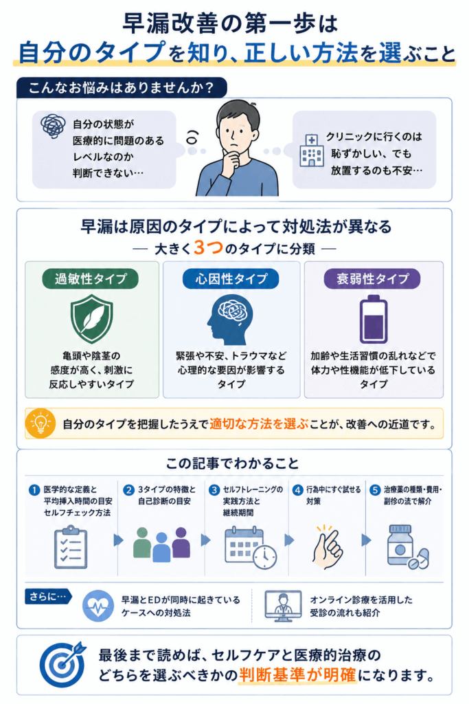 早漏の改善の正しい方法を選ぶことが大切であることを示す画像