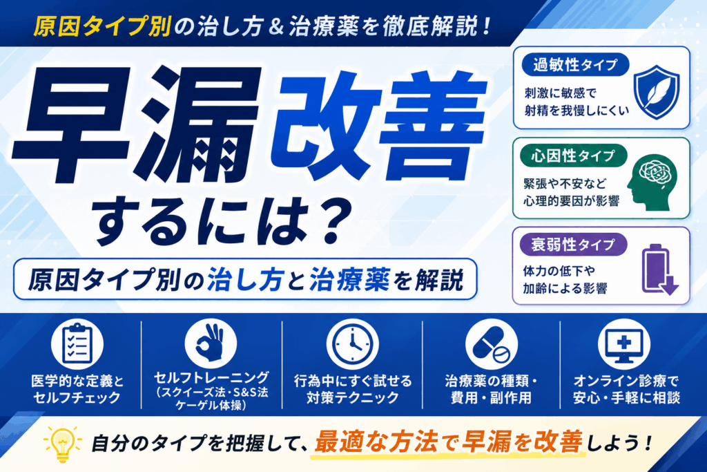 早漏を改善するには？原因タイプ別の治し方と治療薬を解説