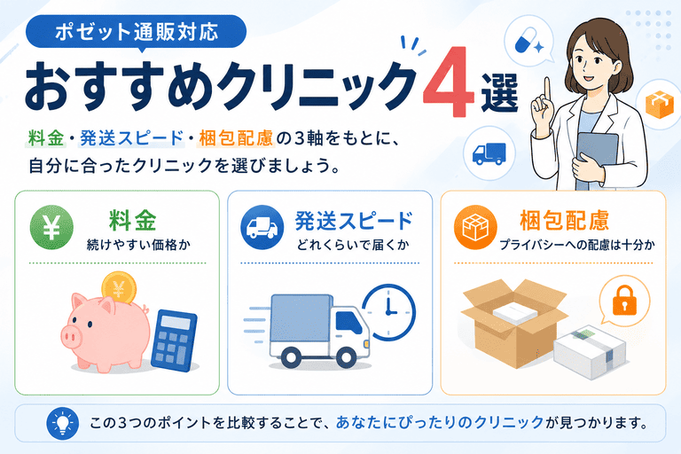 ポゼット通販対応おすすめクリニック4選