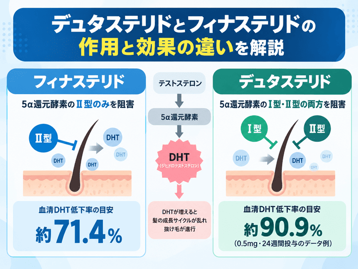 デュタステリドとフィナステリドの作用と効果の違いを解説